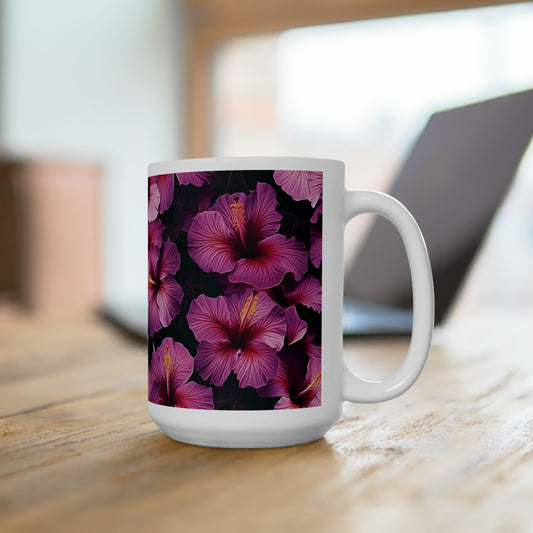 Hibiscus Flowers Ceramic Mug 15oz