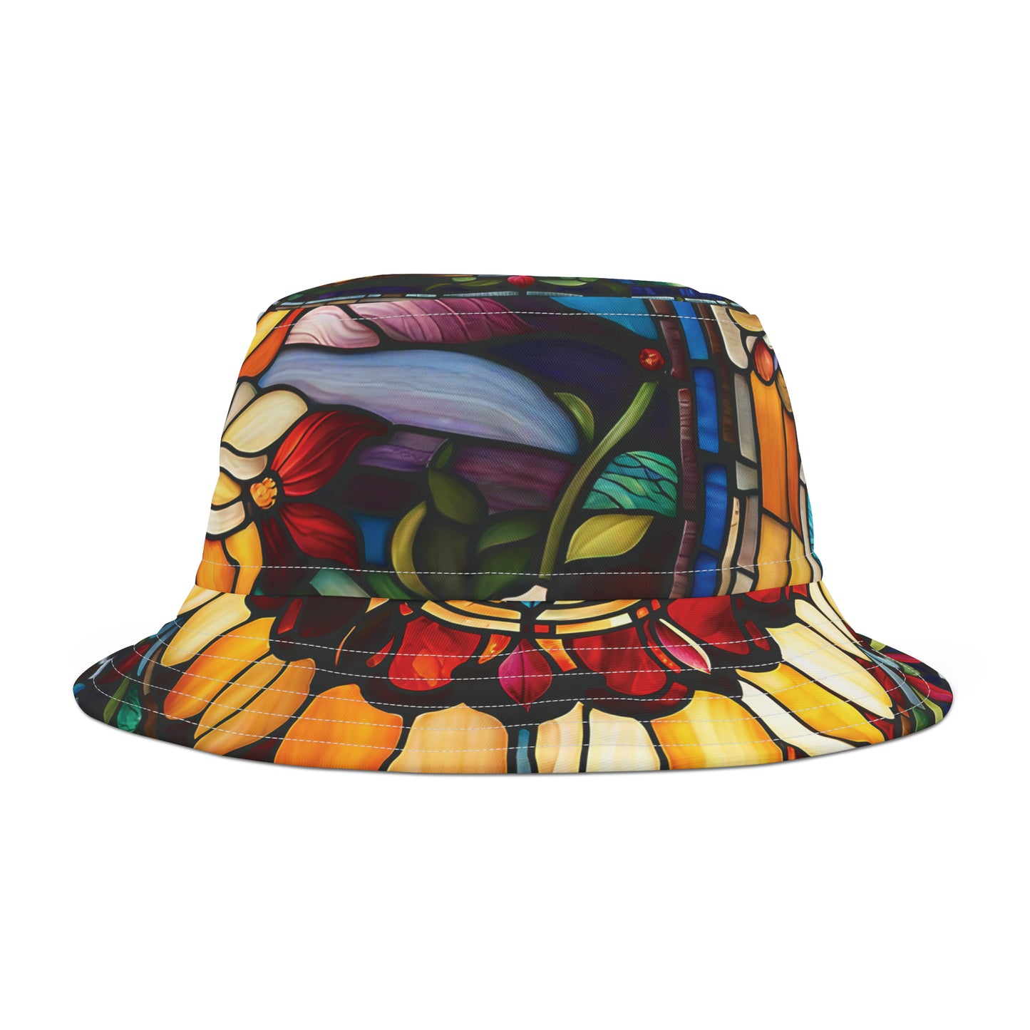Stained Glass Flowers Bucket Hat