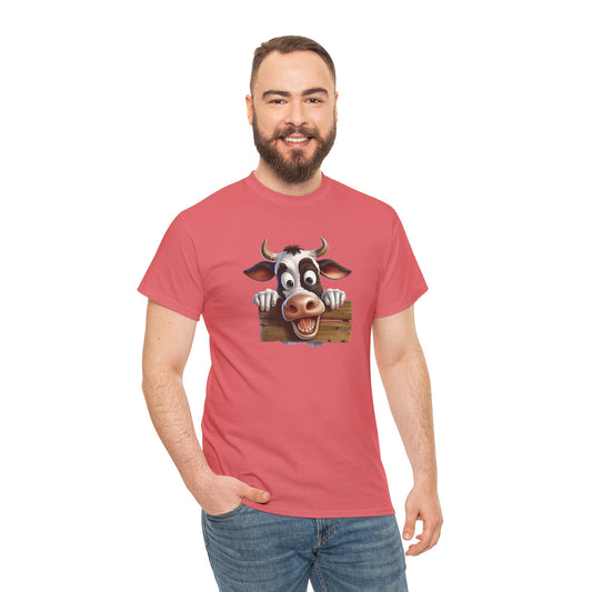 Funny Cow Peeking Over Fence *CW109 T-Shirt