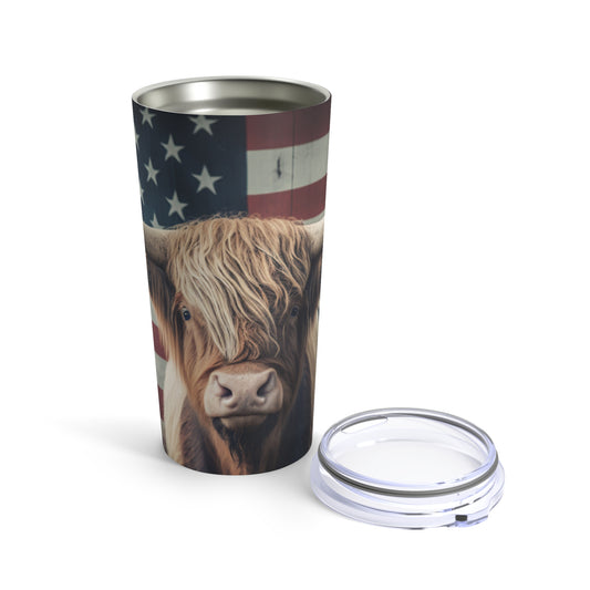 Highlander Cow & USA Flag *CW122 Tumbler