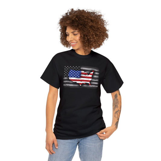 USA Flag & Outline T-Shirt