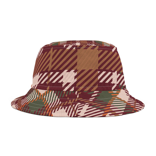 Scottish Plaid *Red-White-Brown-Green Bucket Hat