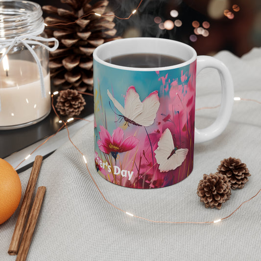 Happy Mother Day Butterfly & Flowers Coffee Mug