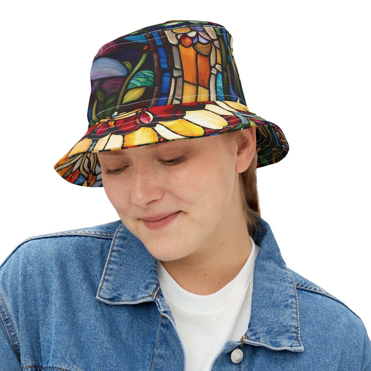 Stained Glass Flowers Bucket Hat