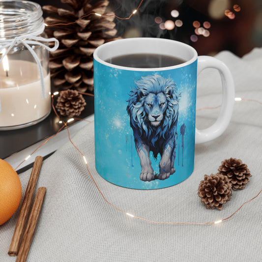 Blue Water Color Lion *Coffee Mug