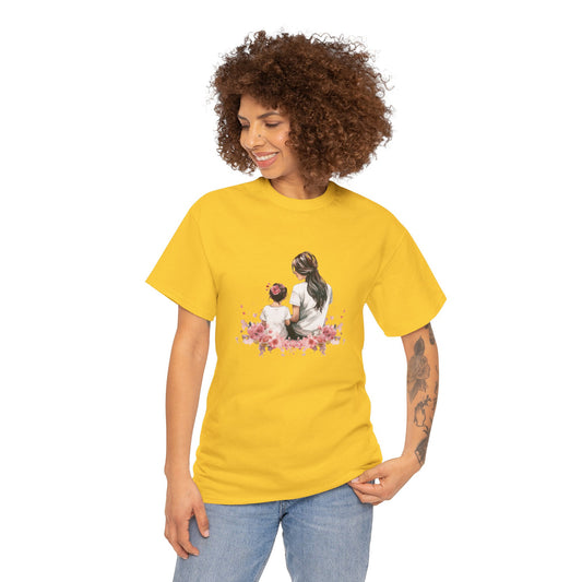 Mother & Child Sitting on Flowers T-Shirt