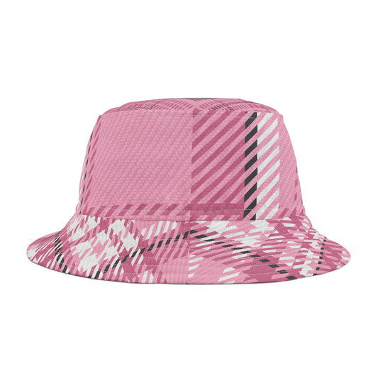 Scottish Plaid *Lite\Dark Pink-White-Black Bucket Hat