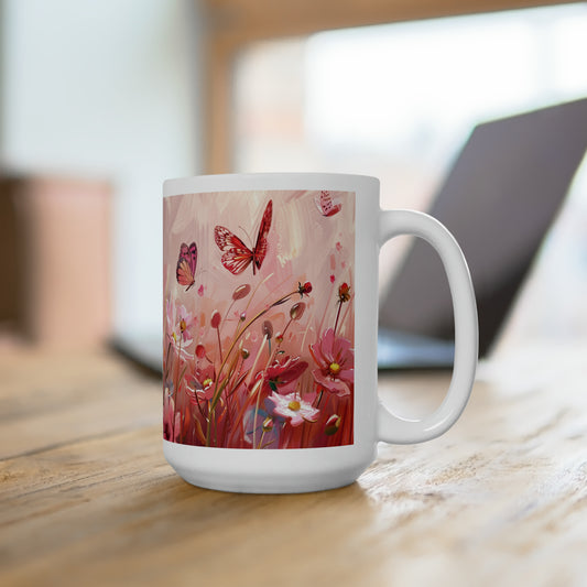 Butterflies & Flowers #2 Ceramic Mug 15oz
