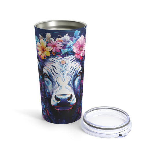 White Cow with Flowers *CW126 Tumbler