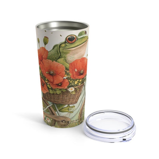 Bicycle Flower Ride Frog *Insulated Steel Body Tumbler Cup
