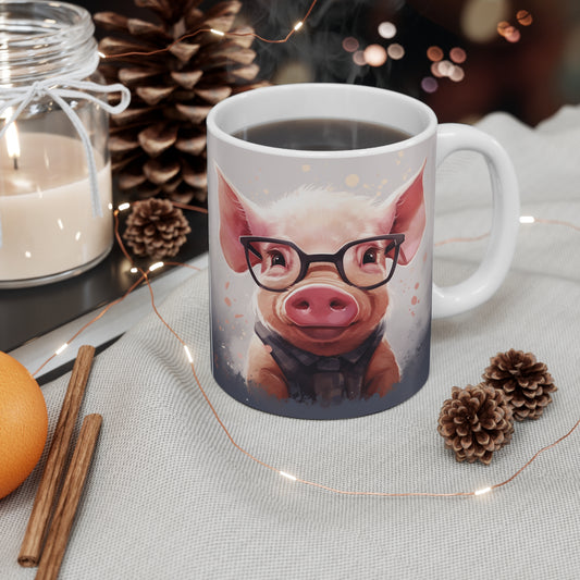 Smarty Piggy with Glasses *Coffee Mug