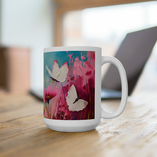 Butterflies & Flowers Ceramic Mug 15oz