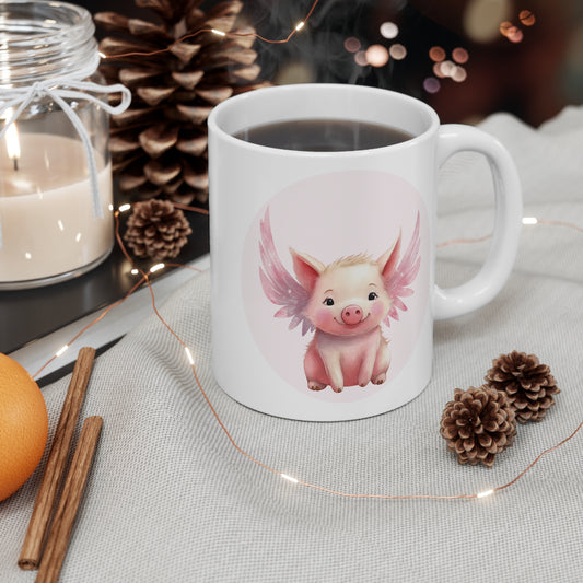 Piggy Pink Angel Coffee Mug