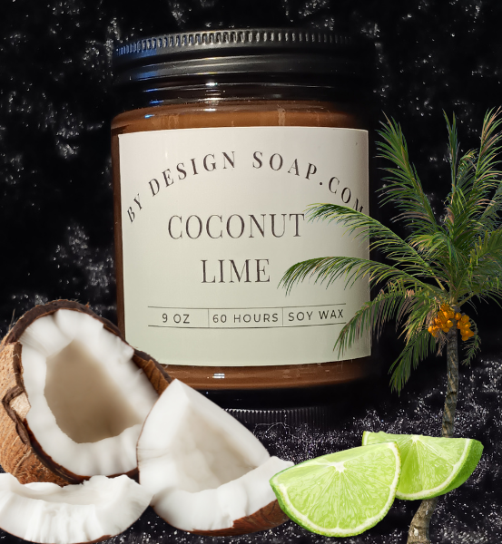 BDS Coconut Lime *9oz Amber Jar Candle, Wood Wick