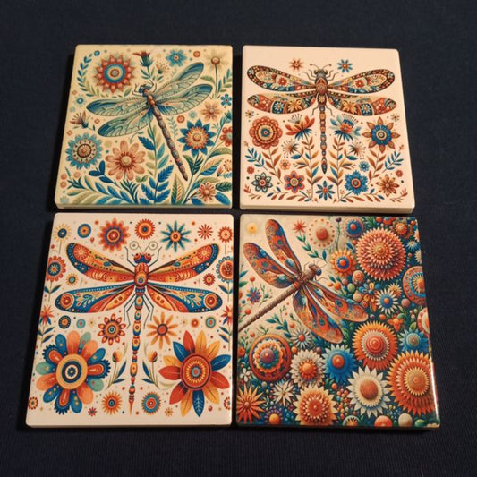 Dragonfly Ceramic Cup Coasters *Pack Of 4