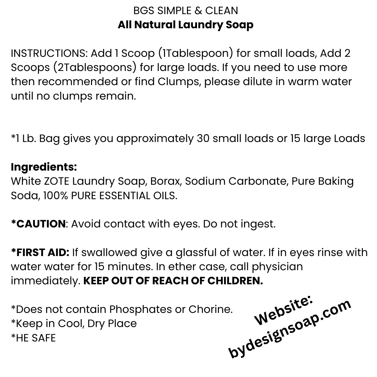 BDS All-Natural Laundry Soap *Lavender Fields (1lb)