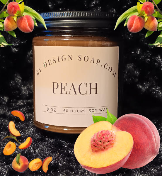 BDS Peach *9oz Amber Jar Candle, Wood Wick
