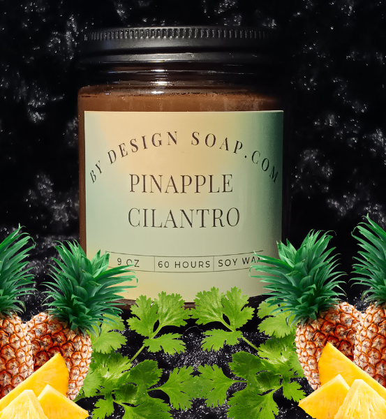 BDS Pineapple Cilantro *9oz Amber Jar Candle, Wood Wick