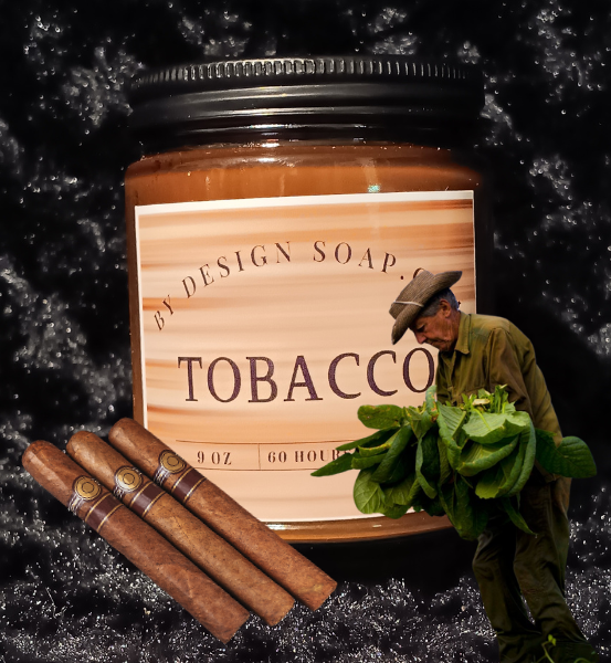 Tobacco *9oz Amber Jar Candle, Wood Wick