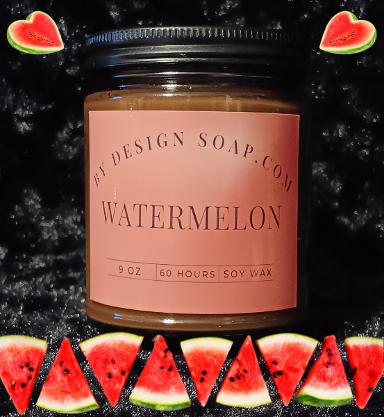 BDS Watermelon *9oz Amber Jar Candle, Wood Wick