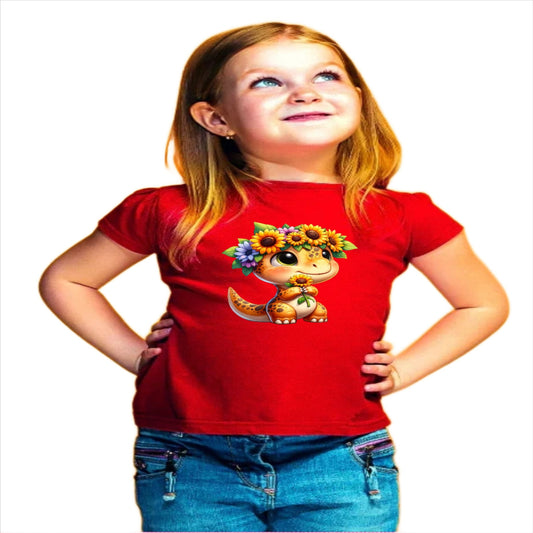 Little Dinosaur with Sunflower Crown *Toddler T-Shirt