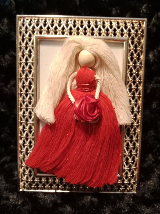 Lady in Red Dress Framed in Gold