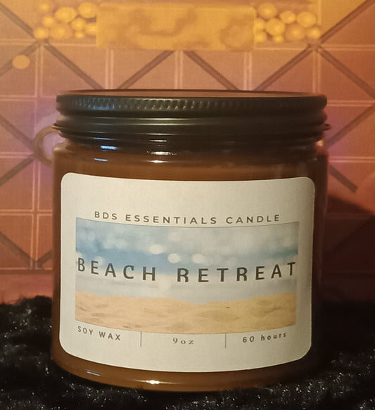 Beach Retreat *9oz Soy & Wax Candle, Amber Jar & Wood Wick