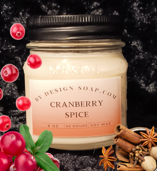 BDS Cranberry Spice *8oz Mason Jar Candle, Wood Wick