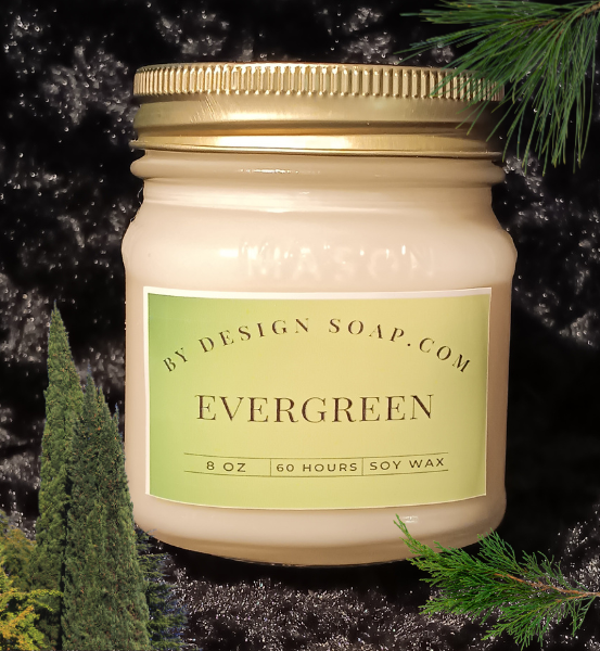 BDS Evergreen *8oz Mason Jar Candle, Wood Wick