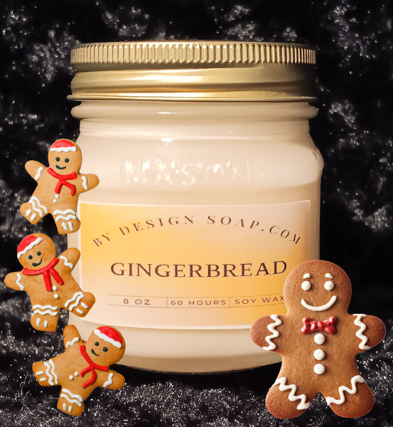 BDS Gingerbread *8oz Mason Jar Candle, Wood Wick