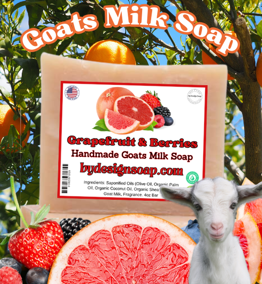 Grapefruit & Berries * Natural Goats Milk Soap (4oz)