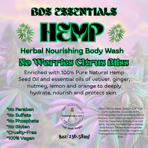 BDS "No Worries Citrus Bliss" HEMP Body Wash (8oz)