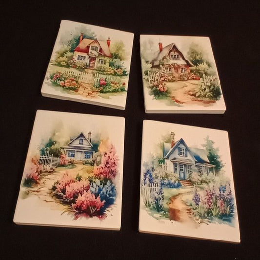 Cottage Home | Ceramic Cup Coasters *Pack Of 4