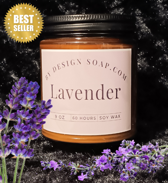 BDS Lavender *9oz Amber Jar Candle, Wood Wick