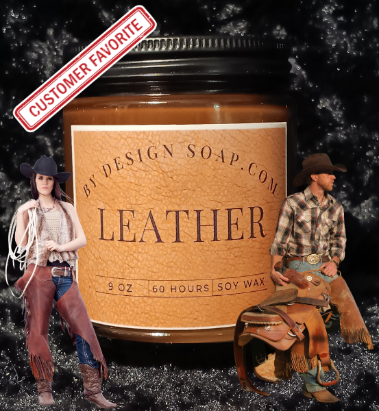 BDS Leather *9oz Amber Jar Candle, Wood Wick