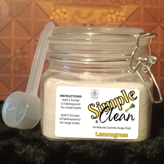 All-Natural Laundry Soap * Lemongrass (1lb) in Swing Top Wire Bale Glass Jar