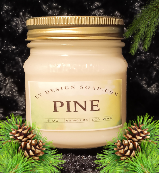 BDS Pine *8oz Mason Jar Candle, Wood Wick