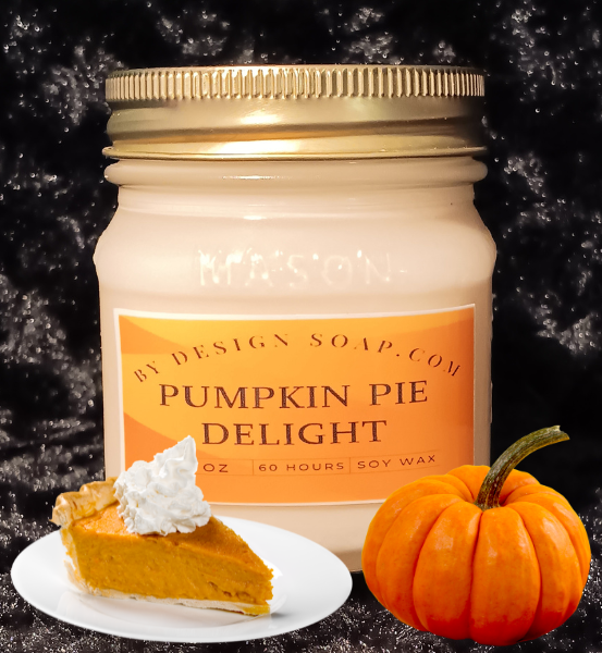 BDS Pumpkin Pie Delight *8oz Mason Jar Candle, Wood Wick