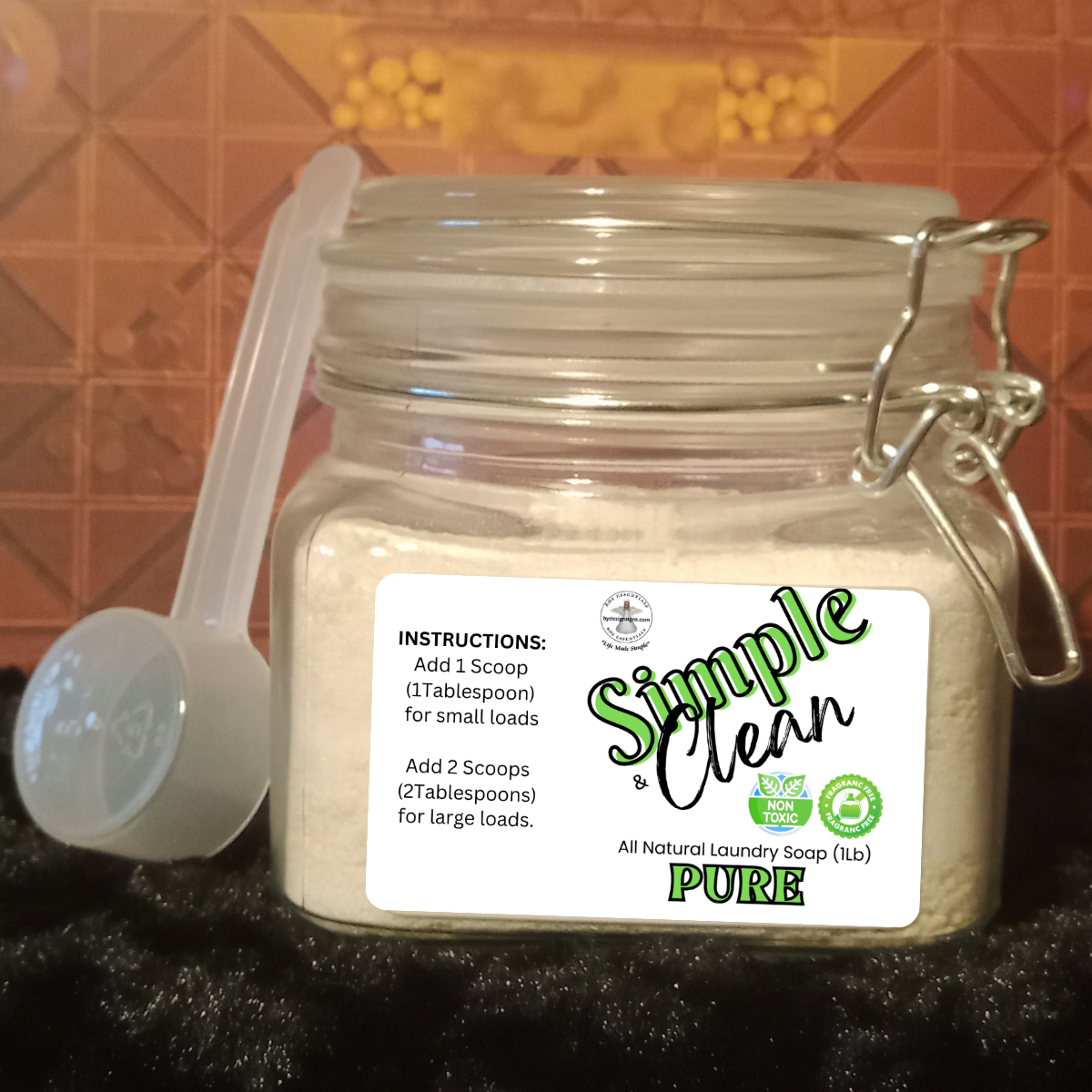 BDS PURE All-Natural Laundry Soap *Unscented (1lb) in Swing Top Wire Bale Glass Jar