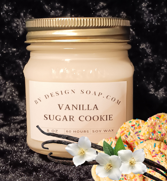 BDS Vanilla Sugar Cookie *8oz Mason Jar Candle, Wood Wick